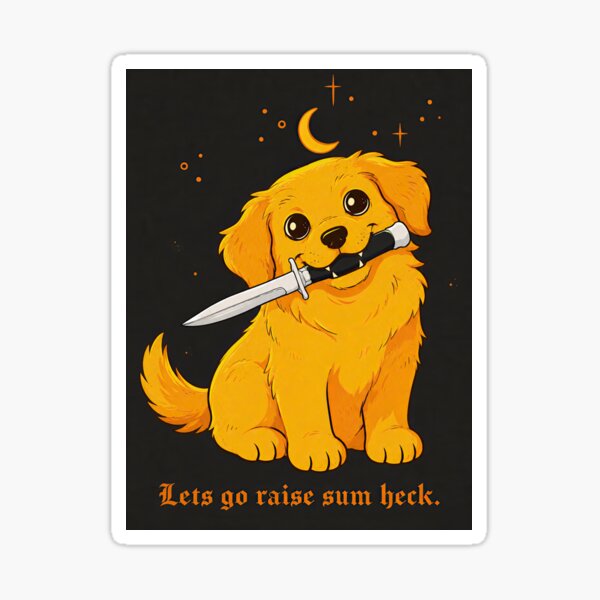 Item preview, Cute Golden Pup Holding Dagger Illustration designed and sold by Flying Doggo.