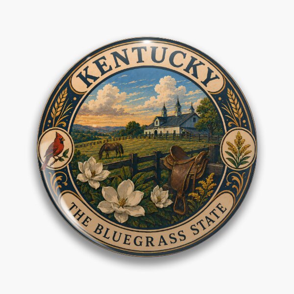 Item preview, Kentucky Landscape Illustration Travel Art Badge designed and sold by KrisSidDesigns.