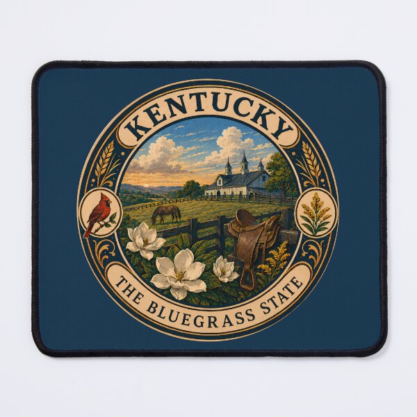Item preview, Kentucky Landscape Illustration Travel Art Badge designed and sold by KrisSidDesigns.