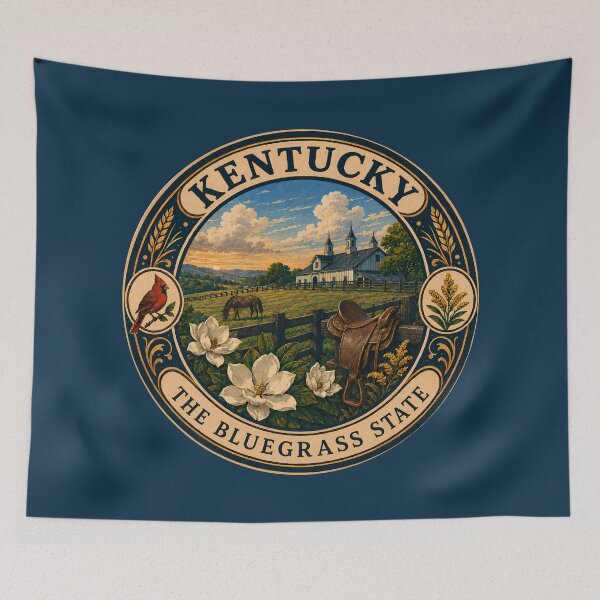 Item preview, Kentucky Landscape Illustration Travel Art Badge designed and sold by KrisSidDesigns.