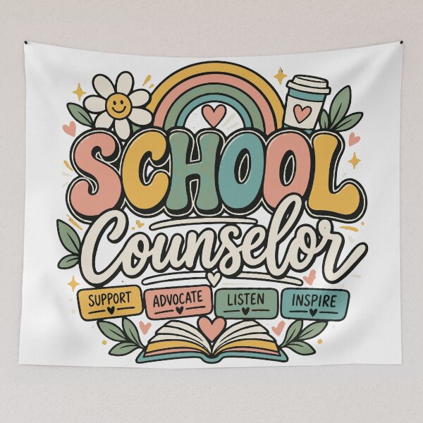 Item preview, School Counselor | Support Advocate Listen Inspire Retro Design designed and sold by Sunday.Supply.