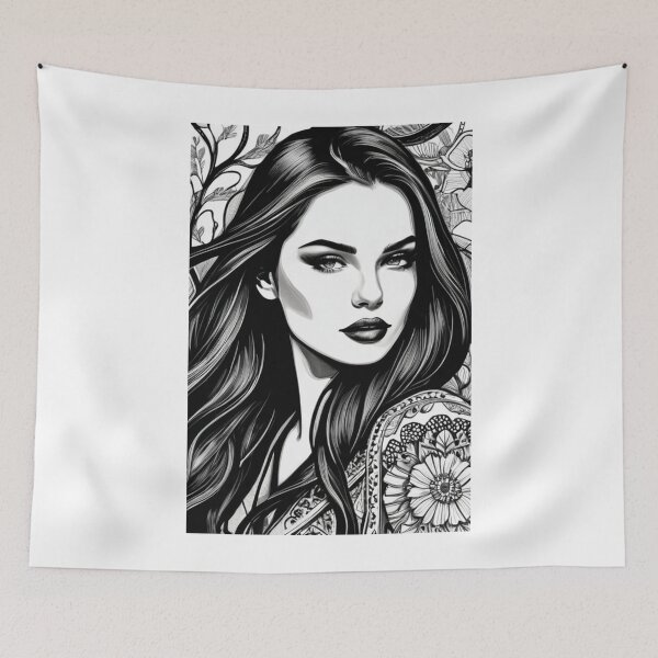 Item preview, Digital Art - Stylized Female Portrait, Monochrome Elegance and Refined Details designed and sold by AnimeShin.