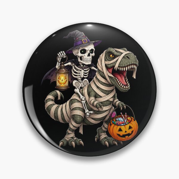 Item preview, Skeleton Riding T-Rex Halloween Spooky Retro pumpkin gift designed and sold by Amzkao.