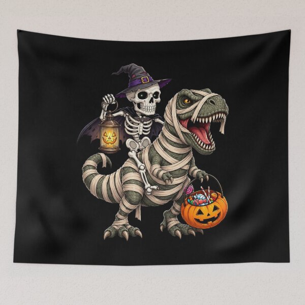 Item preview, Skeleton Riding T-Rex Halloween Spooky Retro pumpkin gift designed and sold by Amzkao.