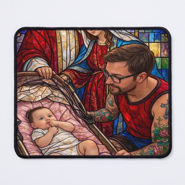 Item preview, Faithful Father With Jesus And Mary Stained Glass designed and sold by Humbert1601.