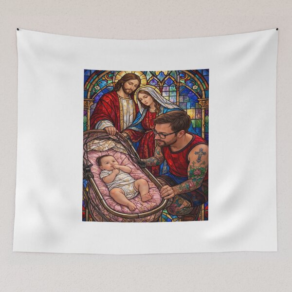 Item preview, Faithful Father With Jesus And Mary Stained Glass designed and sold by Humbert1601.
