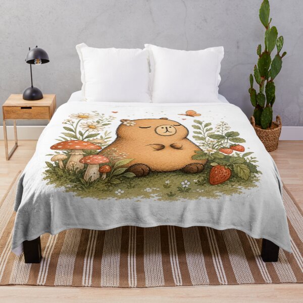 Item preview, Cute Capybara Cottagecore Garden Illustration designed and sold by ByTiti.