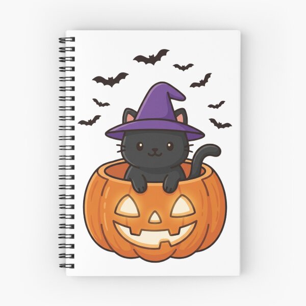Item preview, Cute Halloween Black Cat in Pumpkin Witch Hat Design designed and sold by NeonNerd Studio.