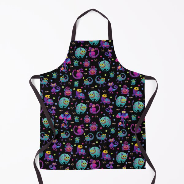 Item preview, Happy Oddballs - Colorful Weird Creatures Pattern on Black designed and sold by PatykArt.