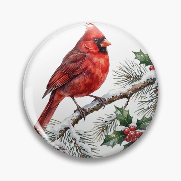 Item preview, Watercolor Cardinal Bird on Snowy Pine Christmas Design designed and sold by NeonNerd Studio.
