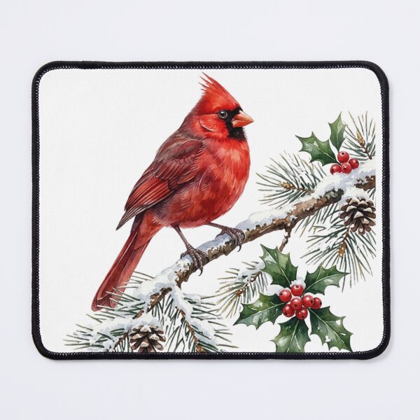 Item preview, Watercolor Cardinal Bird on Snowy Pine Christmas Design designed and sold by NeonNerd Studio.