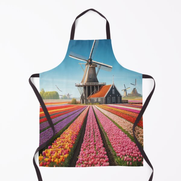 Item preview, Dutch Windmill and Colorful Tulip Fields Netherlands Landscape designed and sold by NarjaShop.