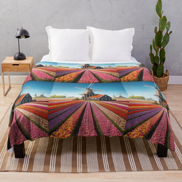 Item preview, Dutch Windmill and Colorful Tulip Fields Netherlands Landscape designed and sold by NarjaShop.