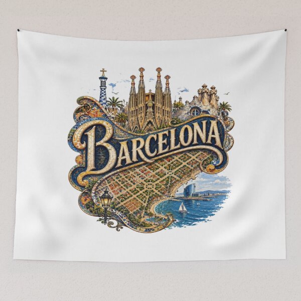 Item preview, Barcelona Gaudi City Art Illustration designed and sold by GraffiCity.