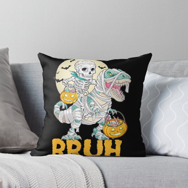 Item preview, Bruh Skeleton Riding Mummy Dinosaur T Rex Halloween Moon Png designed and sold by hilbornfrankl.