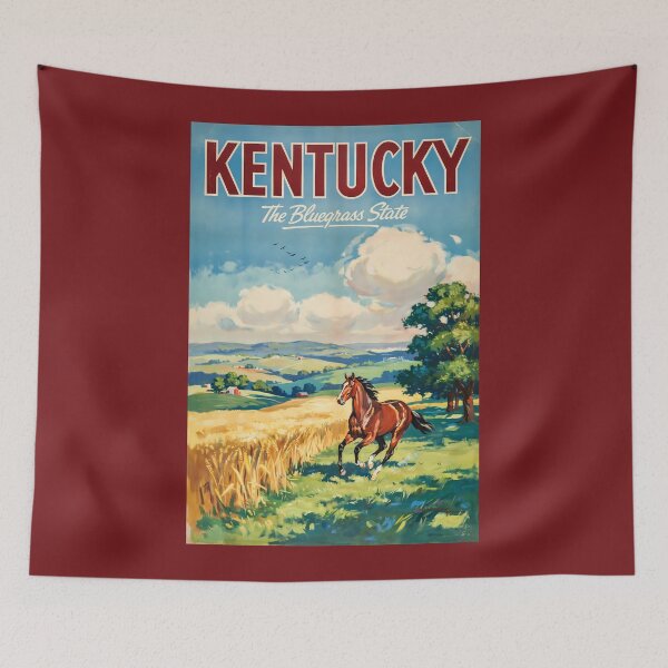 Item preview, Kentucky Horse Illustration Travel Art Vintage designed and sold by KrisSidDesigns.