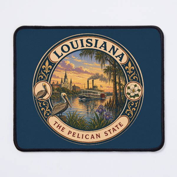 Item preview, Louisiana Landscape Illustration Travel Art Badge designed and sold by KrisSidDesigns.
