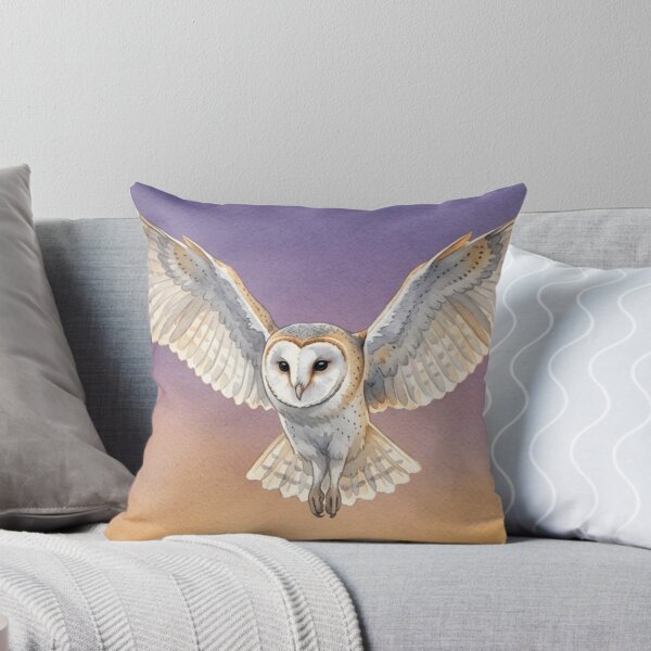 Item preview, Watercolor Barn Owl in Flight Dusk Wildlife Art Design designed and sold by NeonNerd Studio.