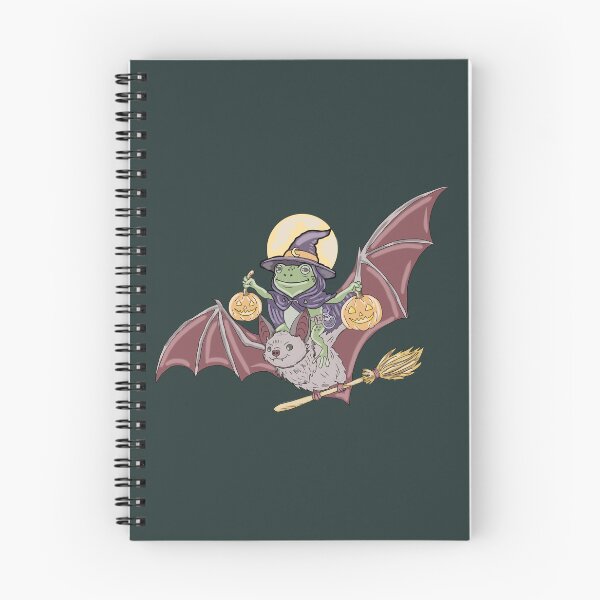 Item preview, Frog Witch Riding Bat Halloween Pumpkin Cottagecore designed and sold by LeshanArt.