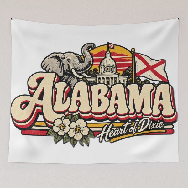 Item preview, Alabama Heart of Dixie Vintage State Pride Retro Graphic Tee designed and sold by TM DESIGNS AND MORE.