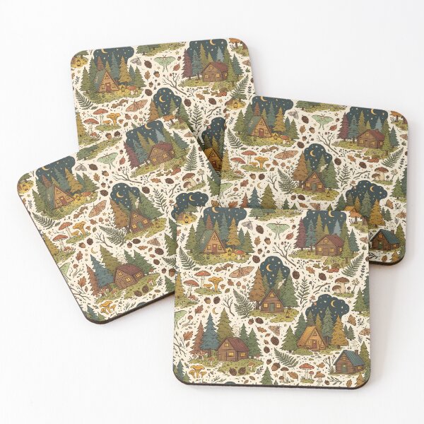 Item preview, Cozy Cabin Forest Pattern | Cottagecore Woodland Print designed and sold by Her-XP.