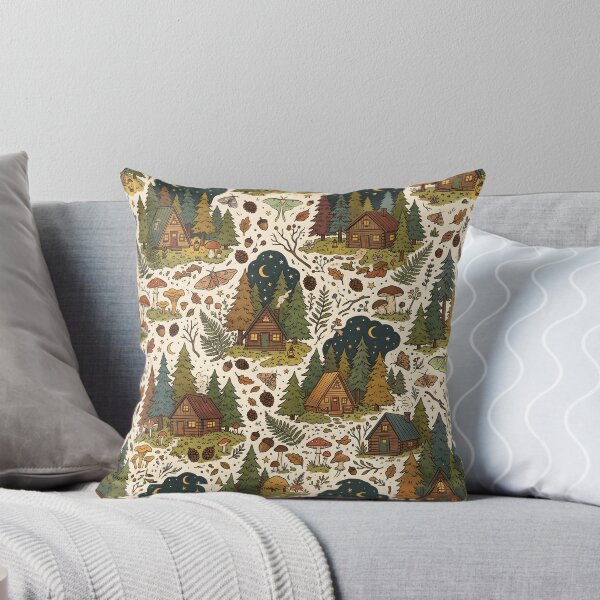 Item preview, Cozy Cabin Forest Pattern | Cottagecore Woodland Print designed and sold by Her-XP.