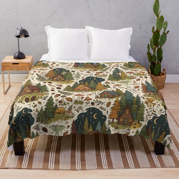 Item preview, Cozy Cabin Forest Pattern | Cottagecore Woodland Print designed and sold by Her-XP.
