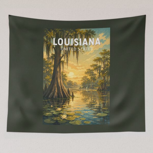 Item preview, Louisiana Illustration Travel Art Vintage designed and sold by KrisSidDesigns.