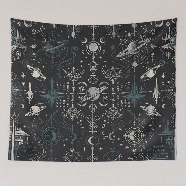 Item preview, Cosmic Sacred Geometry Dark Celestial Astrology Pattern designed and sold by ART ATTACK ZONE.