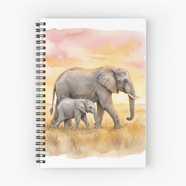 Item preview, Watercolor Mother Baby Elephant Savanna Wildlife Design designed and sold by NeonNerd Studio.