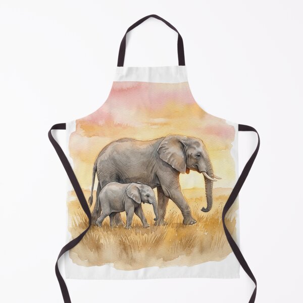 Item preview, Watercolor Mother Baby Elephant Savanna Wildlife Design designed and sold by NeonNerd Studio.