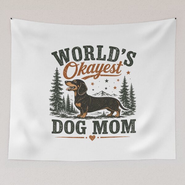 Item preview, Worlds Okayest Dog Mom Dachshund Vintage designed and sold by BobbyTee Merch.