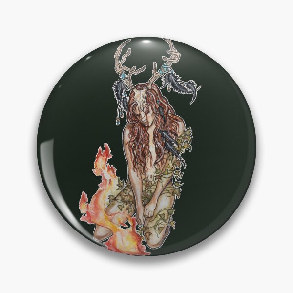 Item preview, Forest Shaman Witch Horned Pagan Goddess designed and sold by esmavart.