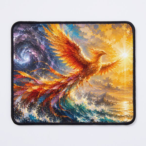 Item preview, Phoenix Flying Over Ocean Waves | Mythical Firebird Fantasy Art designed and sold by ManJiangHong.