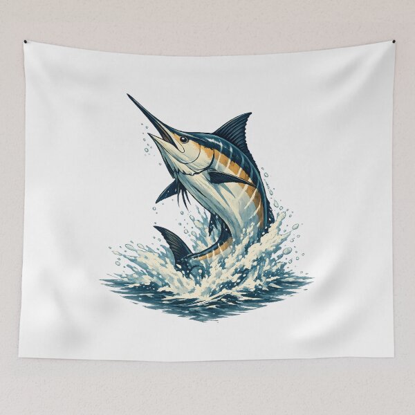 Item preview, Marlin breaking the ocean surface designed and sold by Daily Quirk.