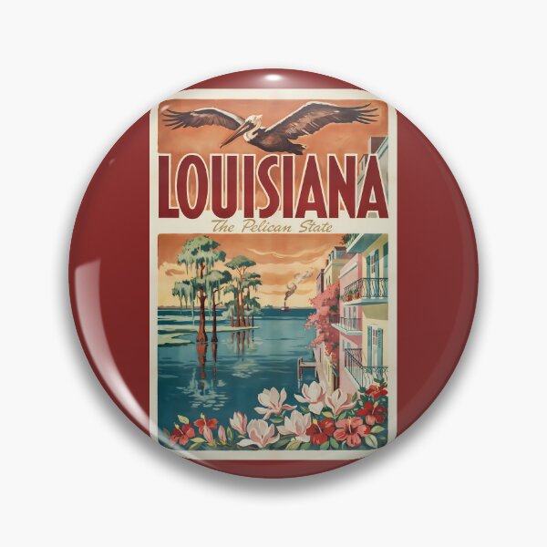 Item preview, Louisiana Pelican State Illustration Travel Art Vintage designed and sold by KrisSidDesigns.