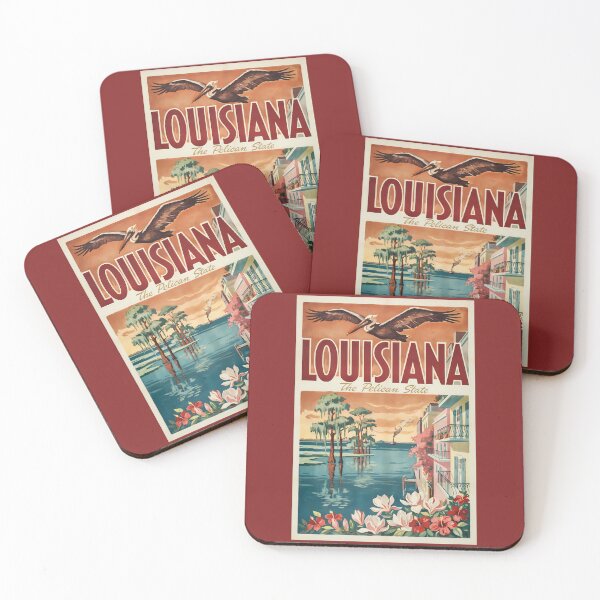 Item preview, Louisiana Pelican State Illustration Travel Art Vintage designed and sold by KrisSidDesigns.