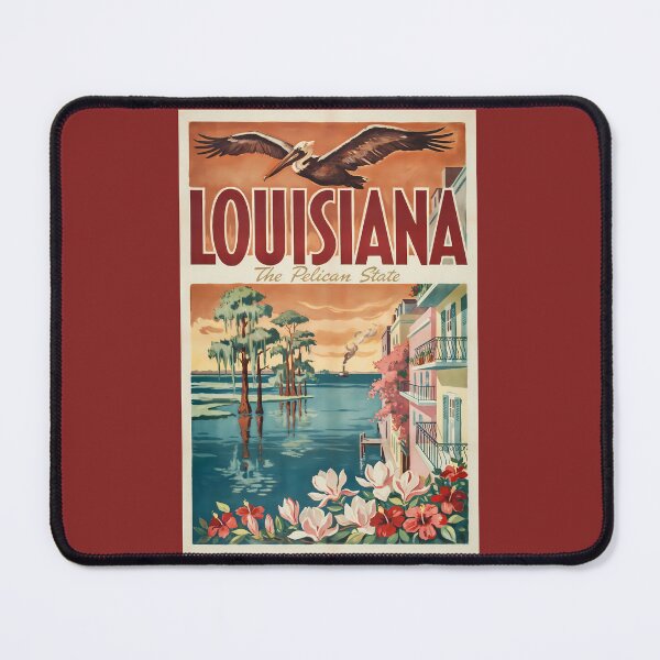 Item preview, Louisiana Pelican State Illustration Travel Art Vintage designed and sold by KrisSidDesigns.
