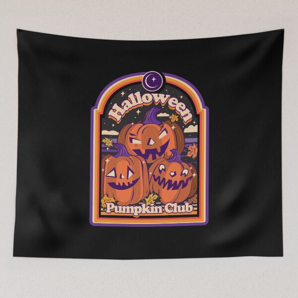 Item preview, Retro Halloween Pumpkin Club design with scary jack o' lantern pumpkins designed and sold by Jdawnink.