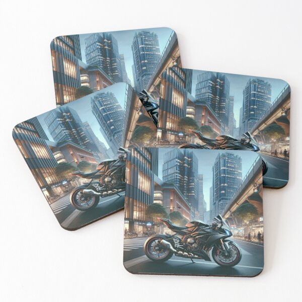 Item preview, Black Sport Motorcycle in Modern City Street designed and sold by NarjaShop.