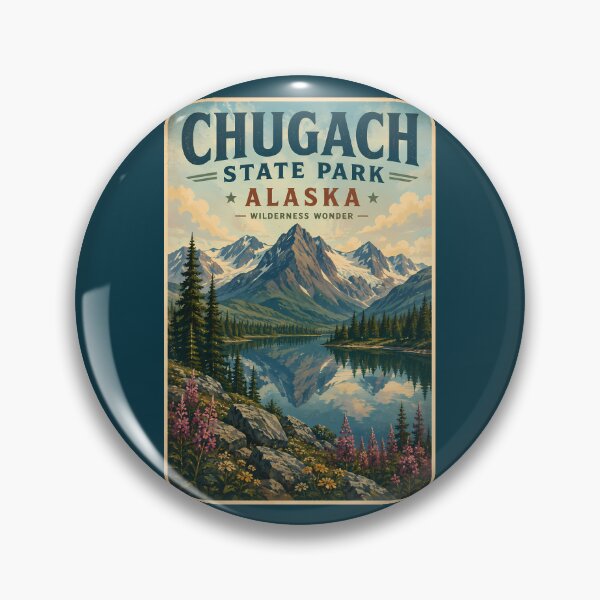 Item preview, Chugach State Park Alaska Illustration Travel Art Vintage designed and sold by KrisSidDesigns.