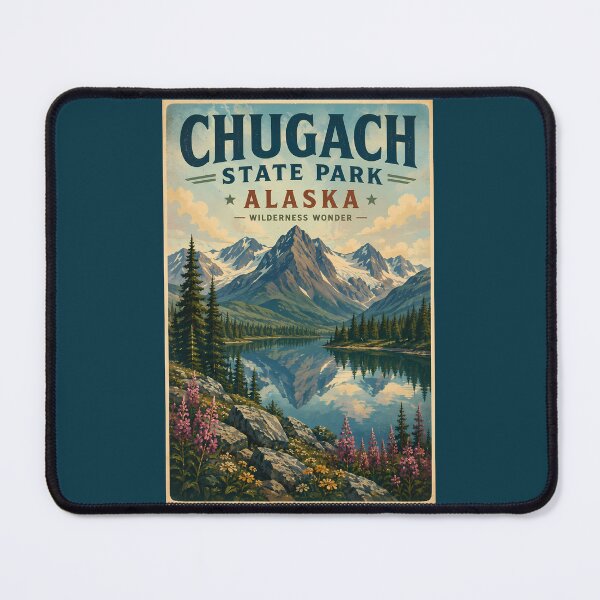 Item preview, Chugach State Park Alaska Illustration Travel Art Vintage designed and sold by KrisSidDesigns.