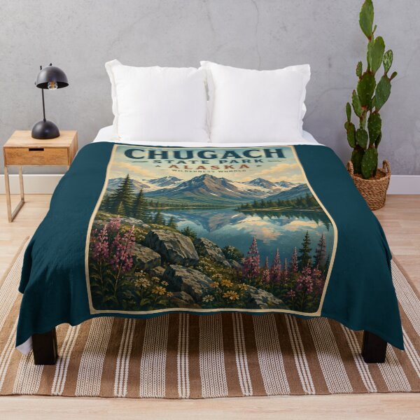 Item preview, Chugach State Park Alaska Illustration Travel Art Vintage designed and sold by KrisSidDesigns.