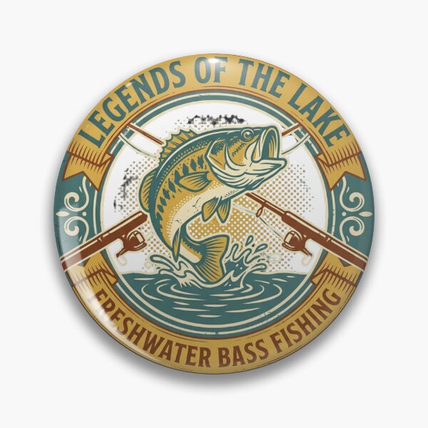 Item preview, Retro Vintage Bass Fishing Badge Angler Design designed and sold by NeonNerd Studio.