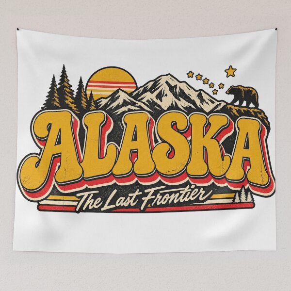 Item preview, Alaska Last Frontier Vintage Mountain Bear Retro Graphic Tee designed and sold by TM DESIGNS AND MORE.