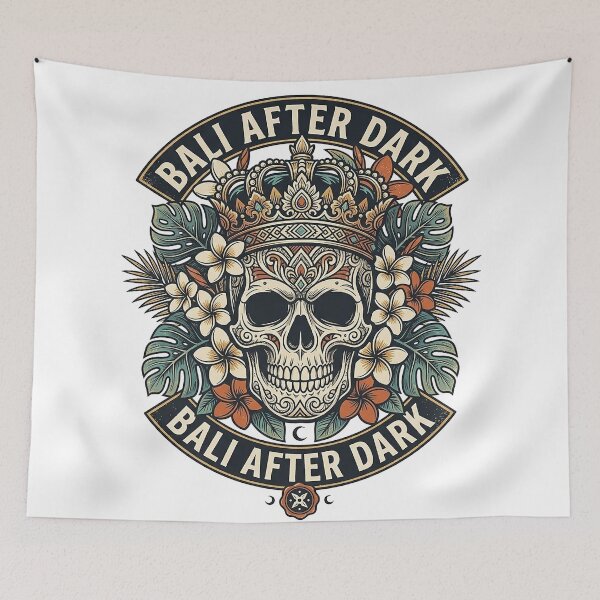 Item preview, Bali After Dark Skull – Tropical Island Nightlife Gothic Floral Art designed and sold by cannsuh.