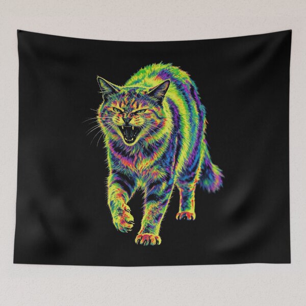 Item preview, Psychedelic Rainbow Cat Growl designed and sold by Mell0naire.