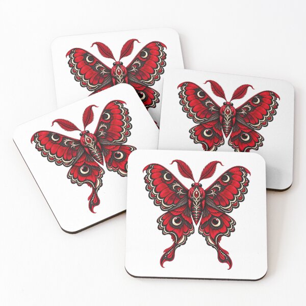 Item preview, Crimson Lace Moth | Gothic Red Moth Design designed and sold by SewRed.
