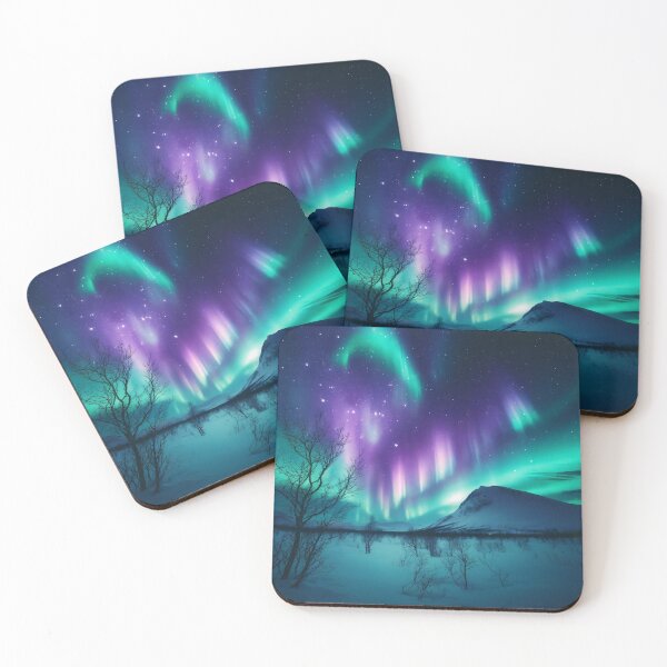 Item preview, Colorful Aurora Borealis Over Snowy Arctic Mountains designed and sold by NarjaShop.