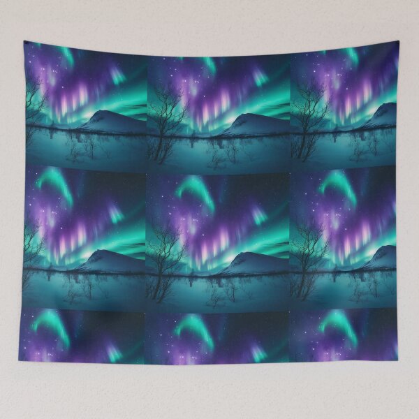 Item preview, Colorful Aurora Borealis Over Snowy Arctic Mountains designed and sold by NarjaShop.